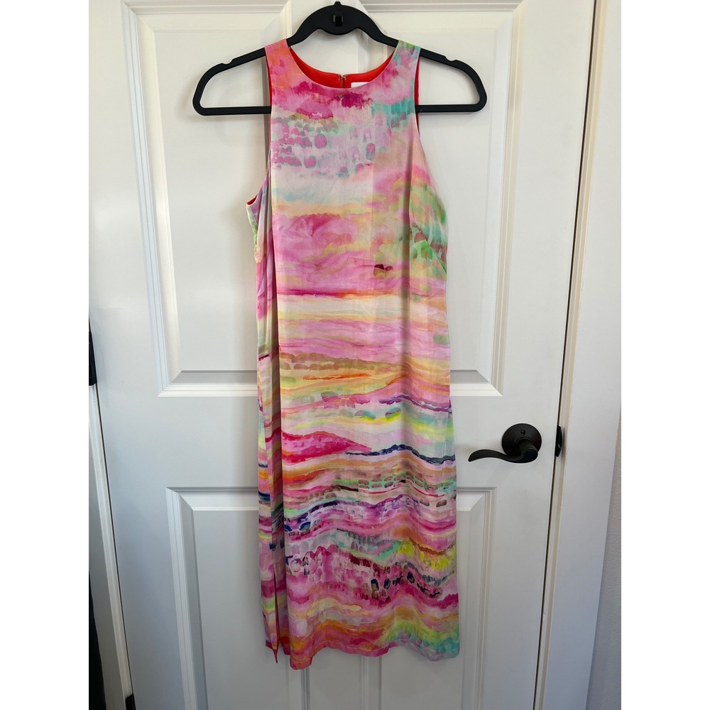 Anthropologie HD in Paris Silk‎ Watercolor Print Sleeveless Midi Column Dress 4